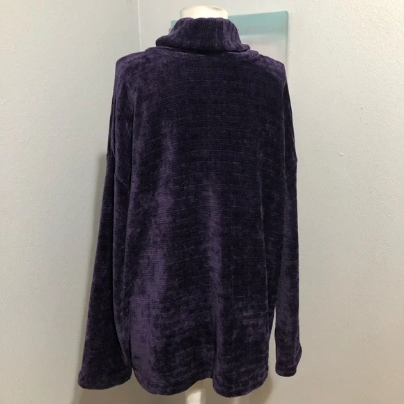 J. Jill Purple Cowl Neck Sweater Luxurious Velour - Picture 2 of 8